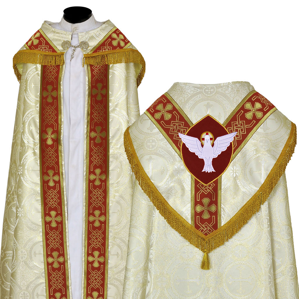 Cope Vestment&nbsp;Metallic White Gold Cope & Stole Set Holy Spirit