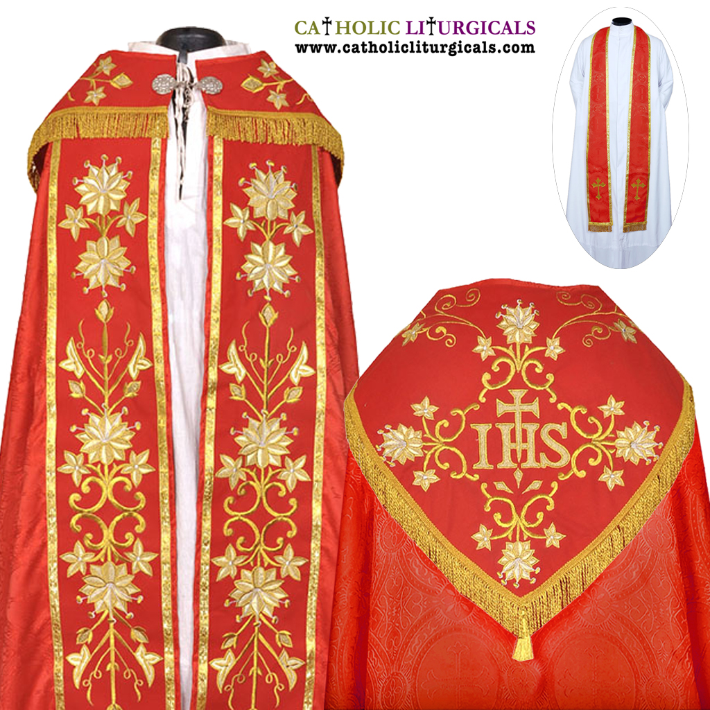 Cope Vestment&nbsp;Red Cope & Stole Set