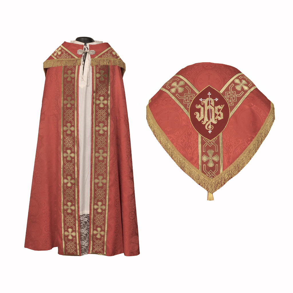 Cope Vestment&nbsp;Red Cope & Stole Set IHS